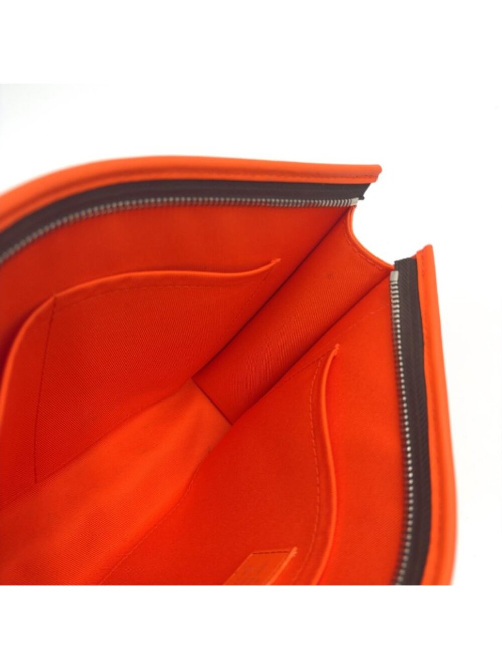 Louis Vuitton Pochette Voyage MM Monogram Macassar Leather Orange Brown Clutch - Picture 7 of 15
